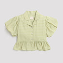 Soft Green Textured Peplum Top TG5023