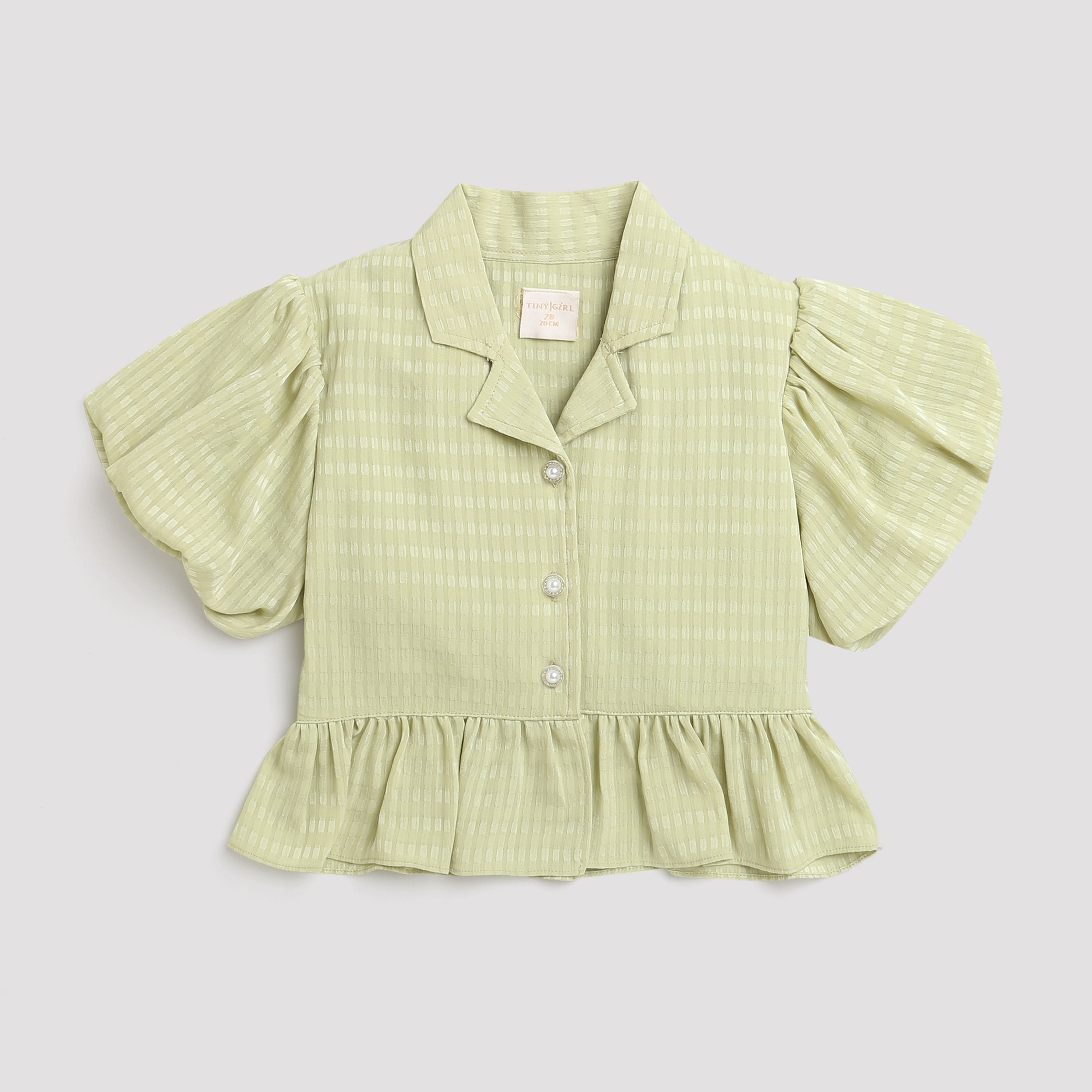 Soft Green Textured Peplum Top TG5023