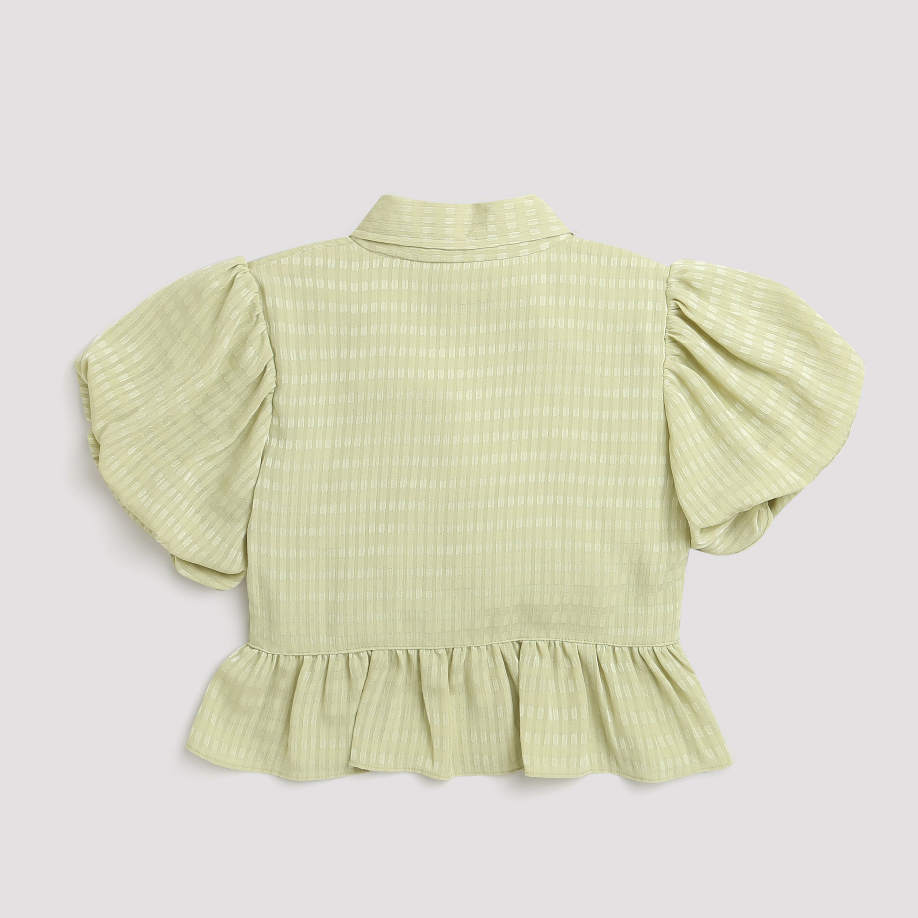 Soft Green Textured Peplum Top TG5023