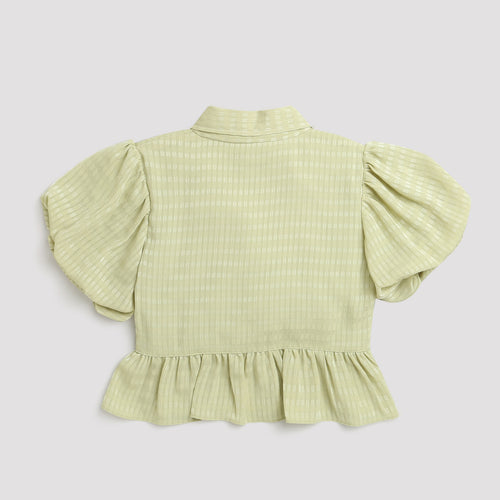 Soft Green Textured Peplum Top TG5023