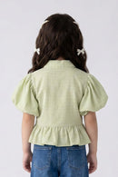 Soft Green Textured Peplum Top TG5023
