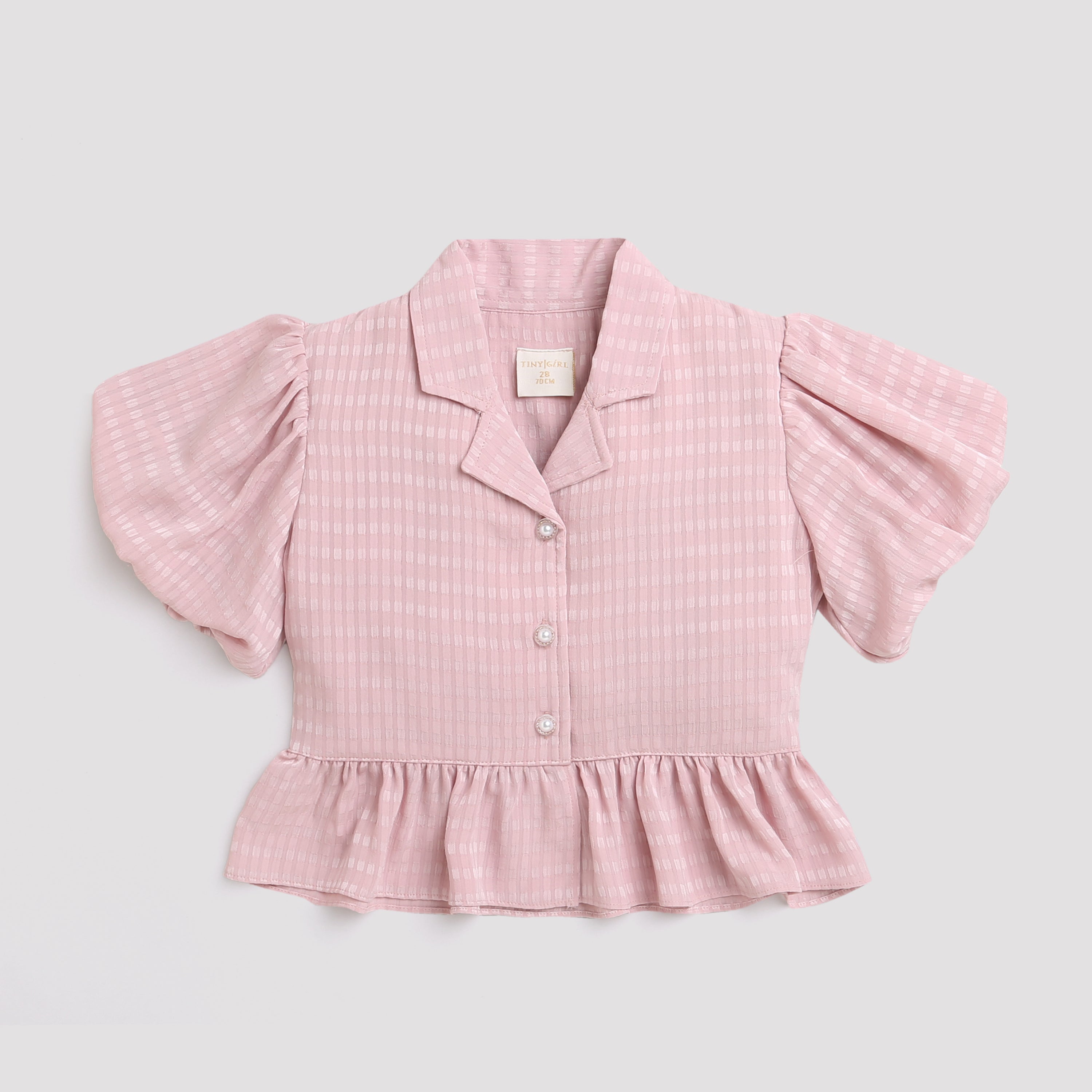 Onion Pink Textured Peplum Top TG5023