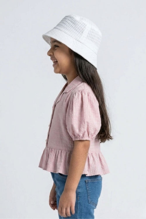 Onion Pink Textured Peplum Top TG5023