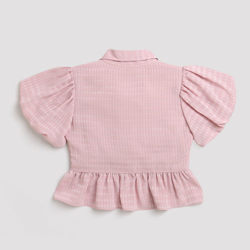 Onion Pink Textured Peplum Top TG5023