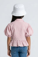 Onion Pink Textured Peplum Top TG5023