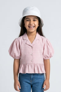 Onion Pink Textured Peplum Top TG5023