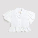 Tiny Girl White Collar Top for Girls