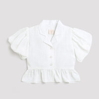 Tiny Girl White Collar Top for Girls