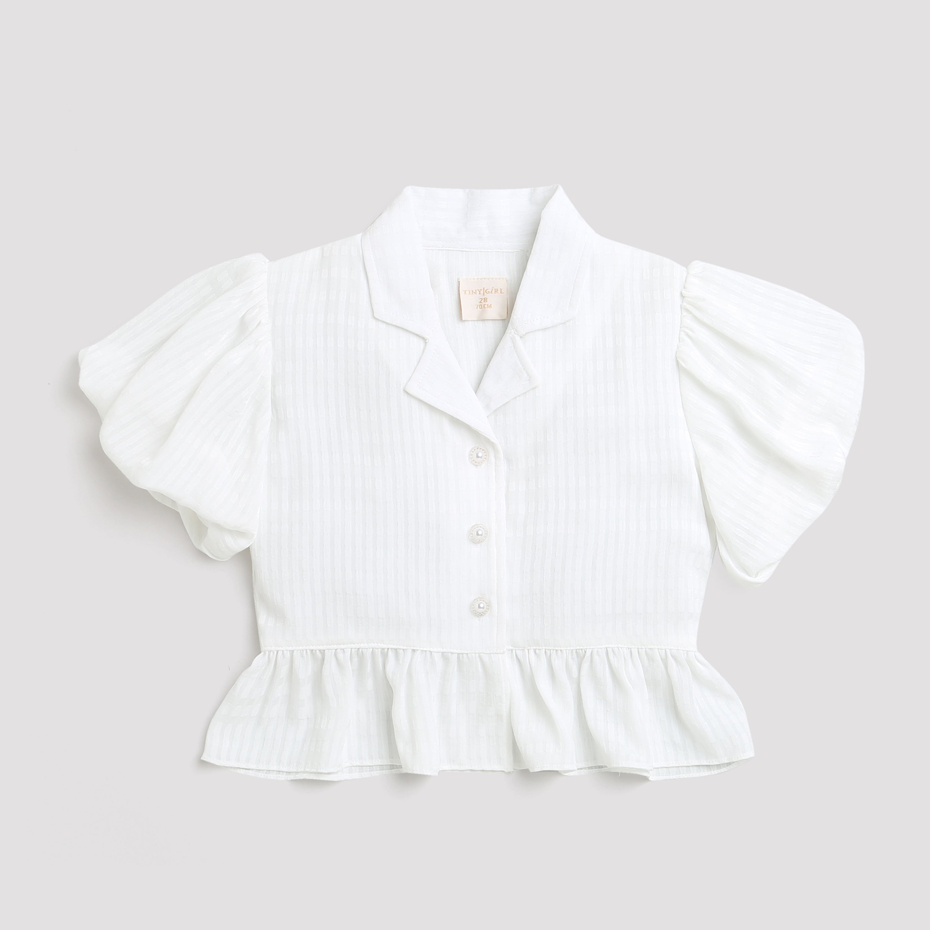Tiny Girl White Collar Top for Girls