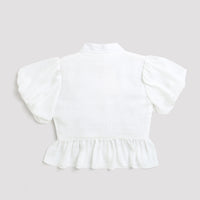 Tiny Girl White Collar Top for Girls