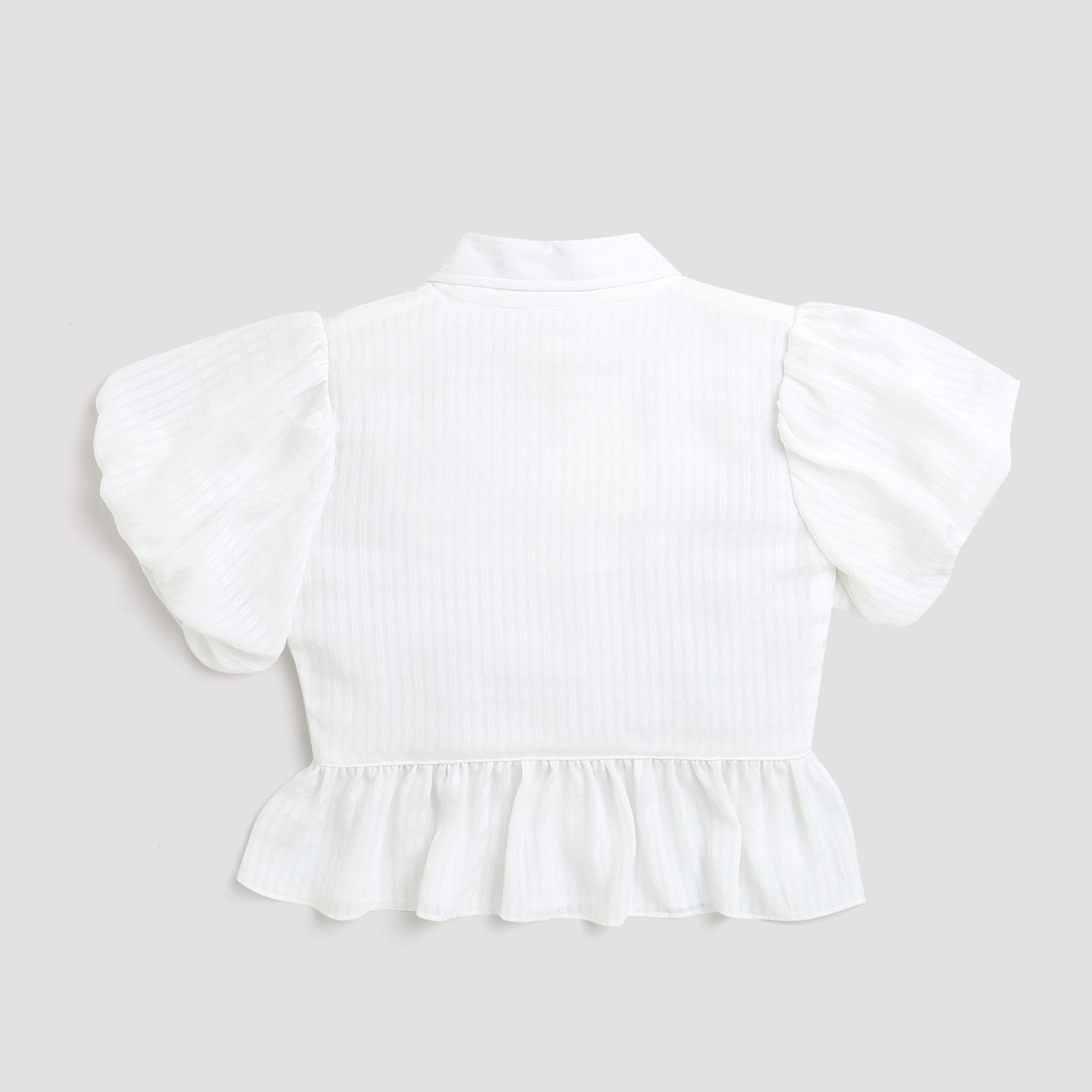 Tiny Girl White Collar Top for Girls