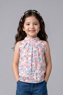Pink Floral Dress with Ruffle Hem TG5025