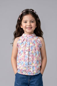 Pink Floral Dress with Ruffle Hem TG5025