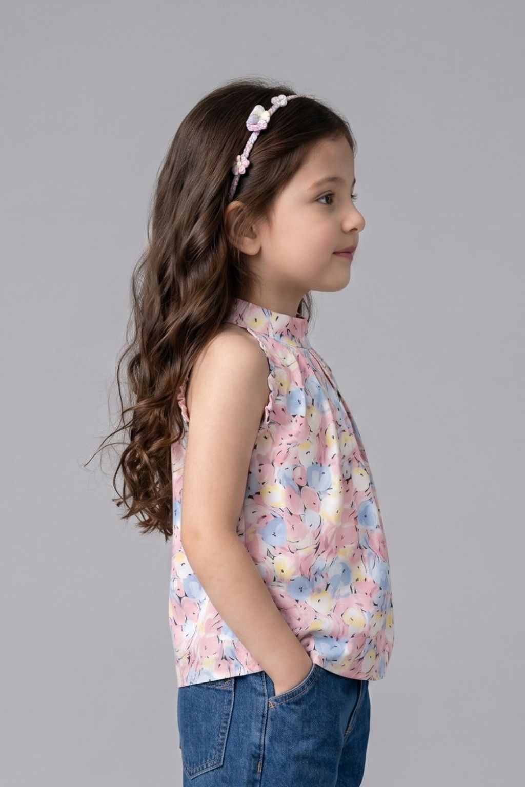 Pink Floral Dress with Ruffle Hem TG5025