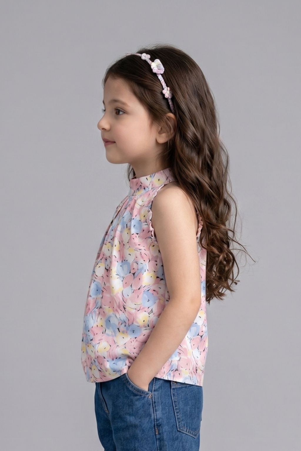 Pink Floral Dress with Ruffle Hem TG5025