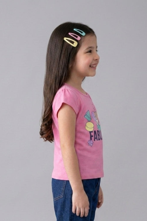Fabulous Graphic Pink Cotton T-Shirt TG5032