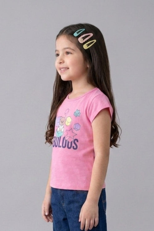 Fabulous Graphic Pink Cotton T-Shirt TG5032