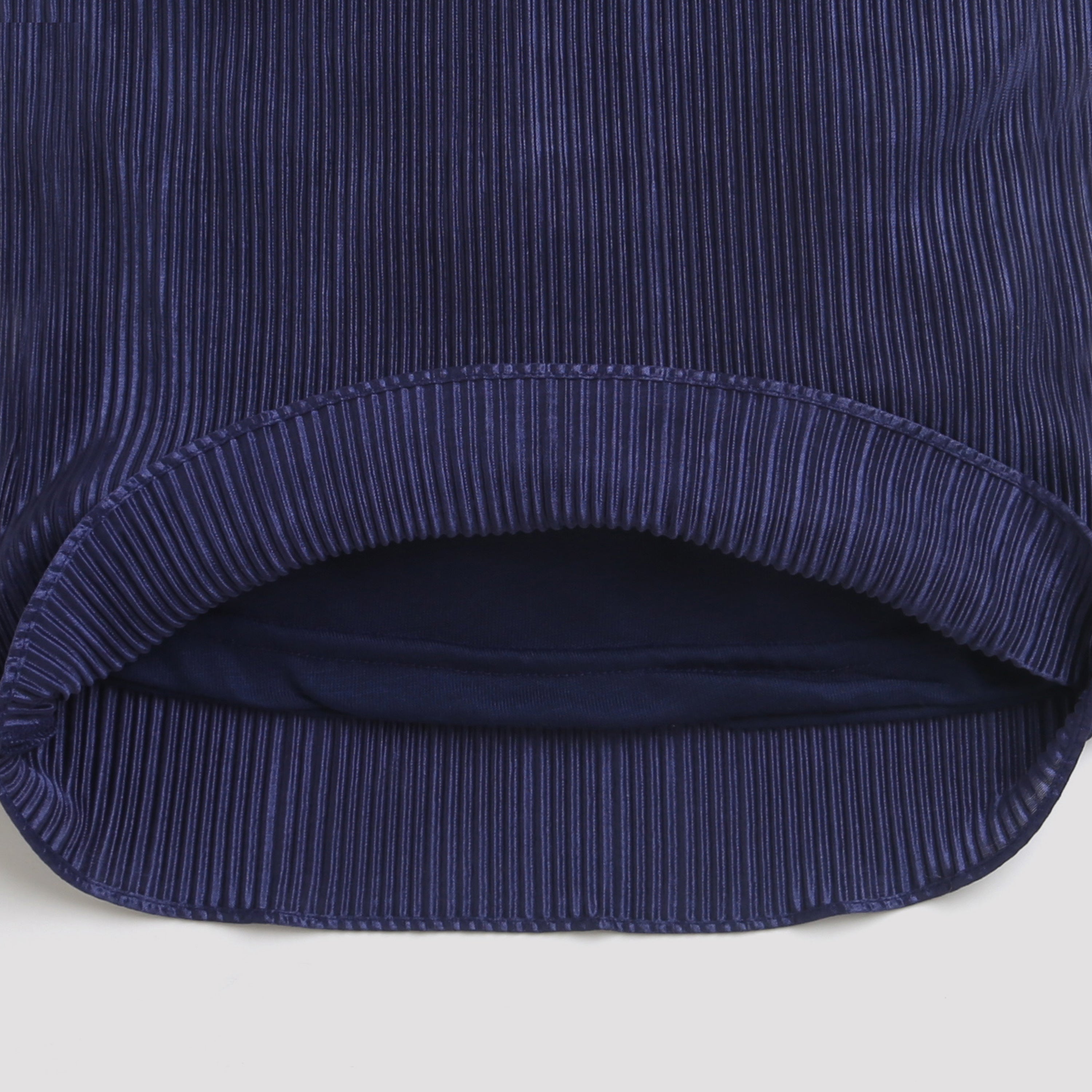 Navy Blue Pleated Satin Halter Top TG5047