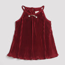 Maroon Pleated Satin Halter Top TG5047