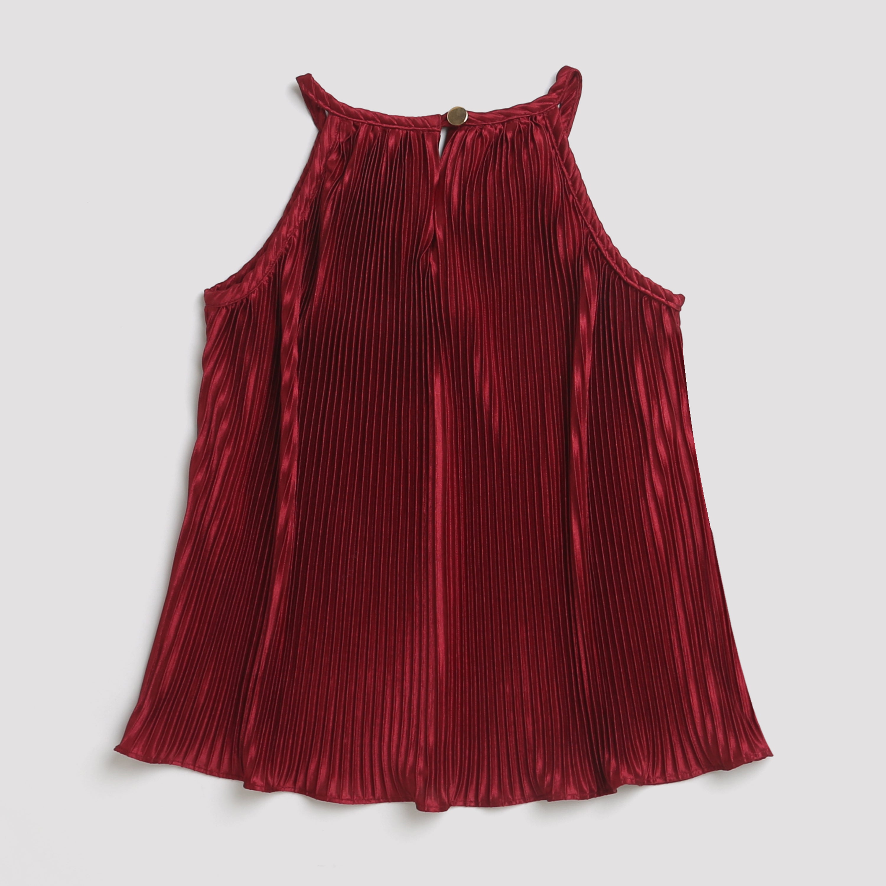 Maroon Pleated Satin Halter Top TG5047