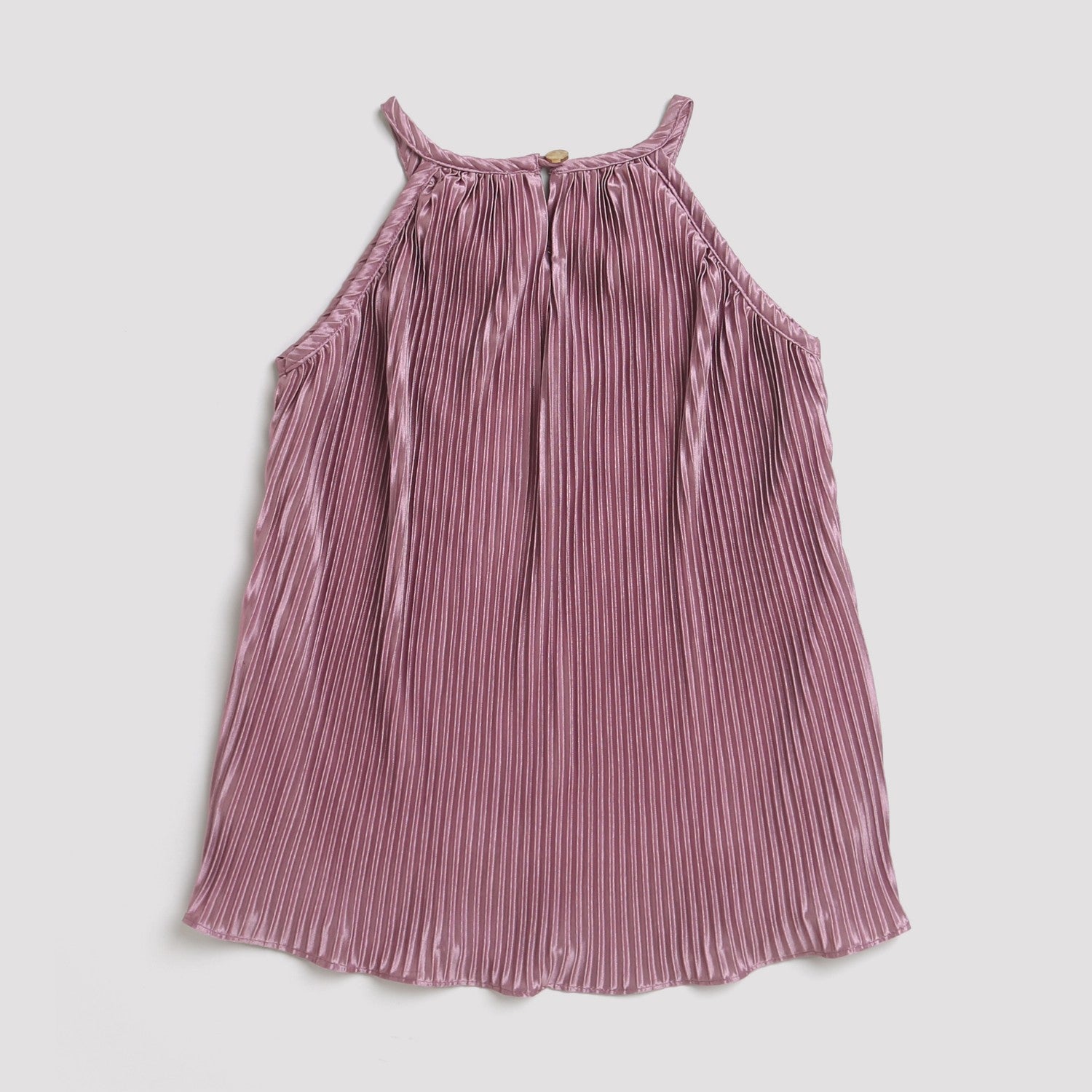 Onion Pink Pleated Satin Halter Top TG5047