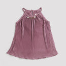 Onion Pink Pleated Satin Halter Top TG5047