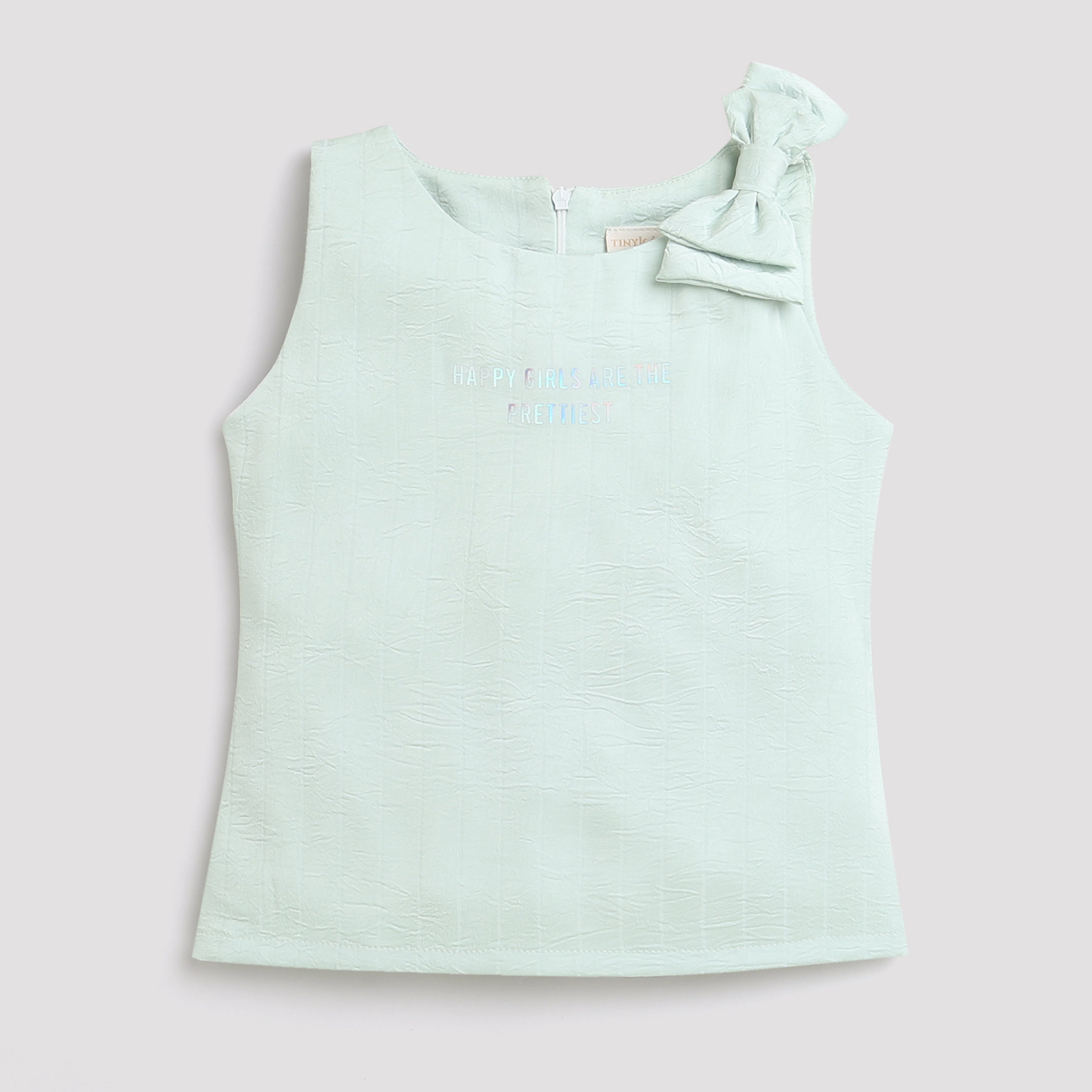 Pista Green Textured Bow Top TG5050