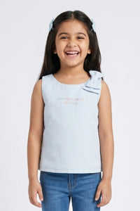 Blue One-Shoulder Bow Top TG5050