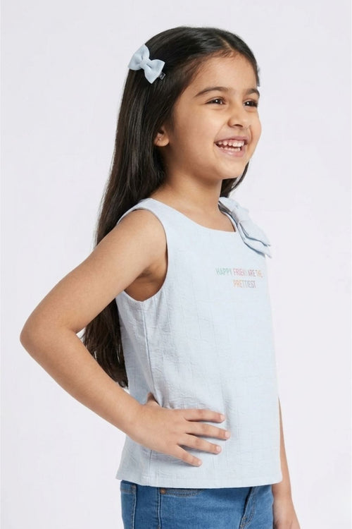 Blue One-Shoulder Bow Top TG5050