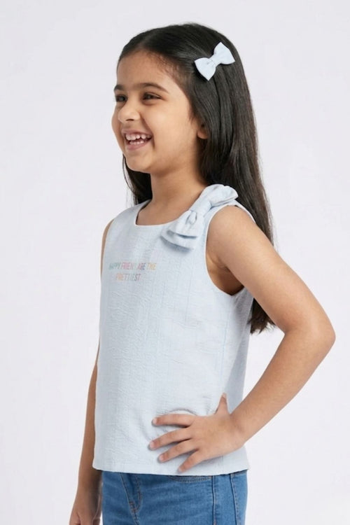Blue One-Shoulder Bow Top TG5050