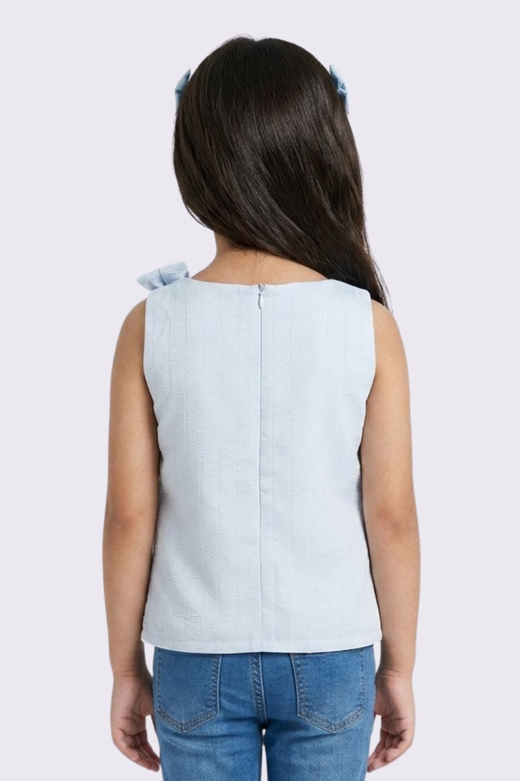 Blue One-Shoulder Bow Top TG5050