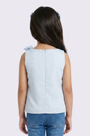 Blue One-Shoulder Bow Top TG5050