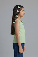 Pista Green Textured Bow Top TG5050