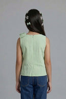 Pista Green Textured Bow Top TG5050