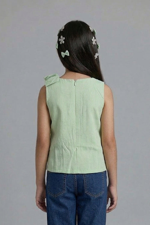 Pista Green Textured Bow Top TG5050
