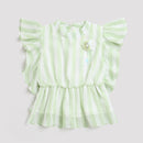Green Striped Ruffle Sleeve Top TG5058
