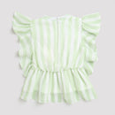Green Striped Ruffle Sleeve Top TG5058