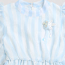 Sky Blue Striped Ruffle Sleeve Top TG5058