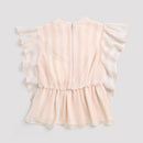 Peach Striped Ruffle Peplum Top TG5058