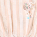 Peach Striped Ruffle Peplum Top TG5058