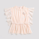 Peach Striped Ruffle Peplum Top TG5058