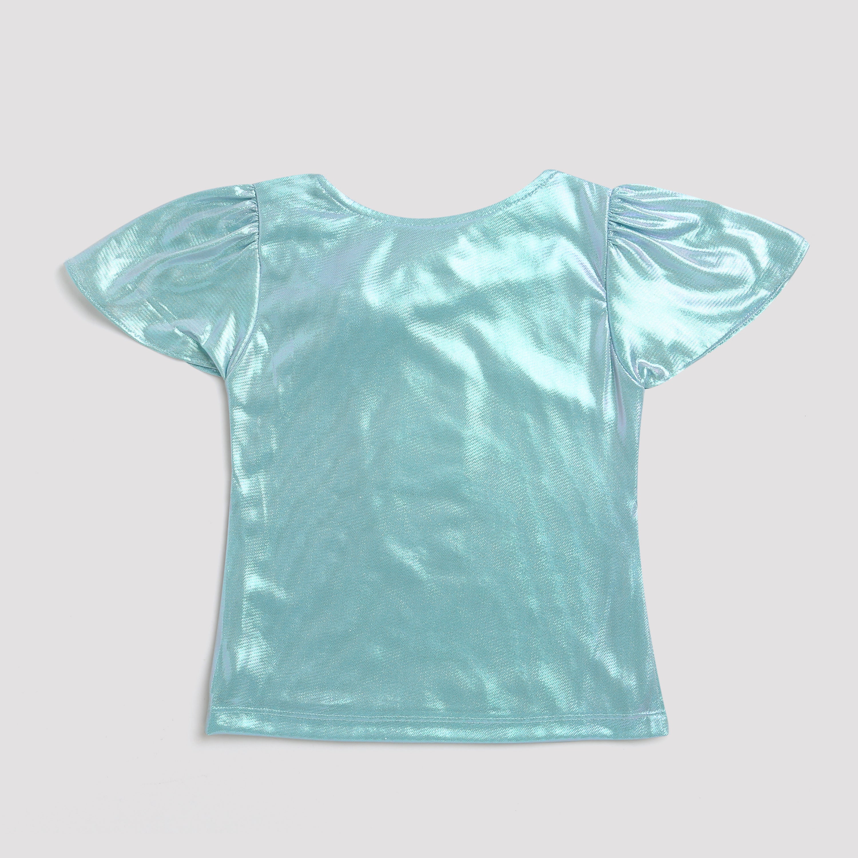 Green Shimmer Wrap Neck Party Top TG5059