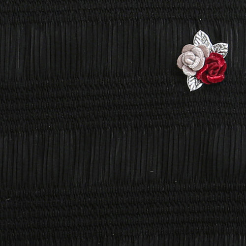 Girls Black Ribbed Floral Appliqué Top TG5060