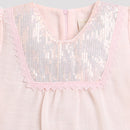Peach Sequin Yoke Puff Sleeve Top TG5064