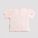 Peach Sequin Yoke Puff Sleeve Top TG5064