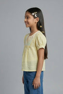 Soft Yellow Embroidered Yoke Top TG5064