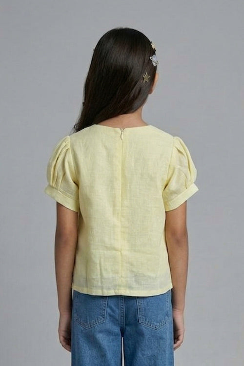 Soft Yellow Embroidered Yoke Top TG5064