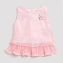 Blush Pink Sequin Embellished Peplum Top TG5067
