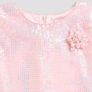 Blush Pink Sequin Embellished Peplum Top TG5067