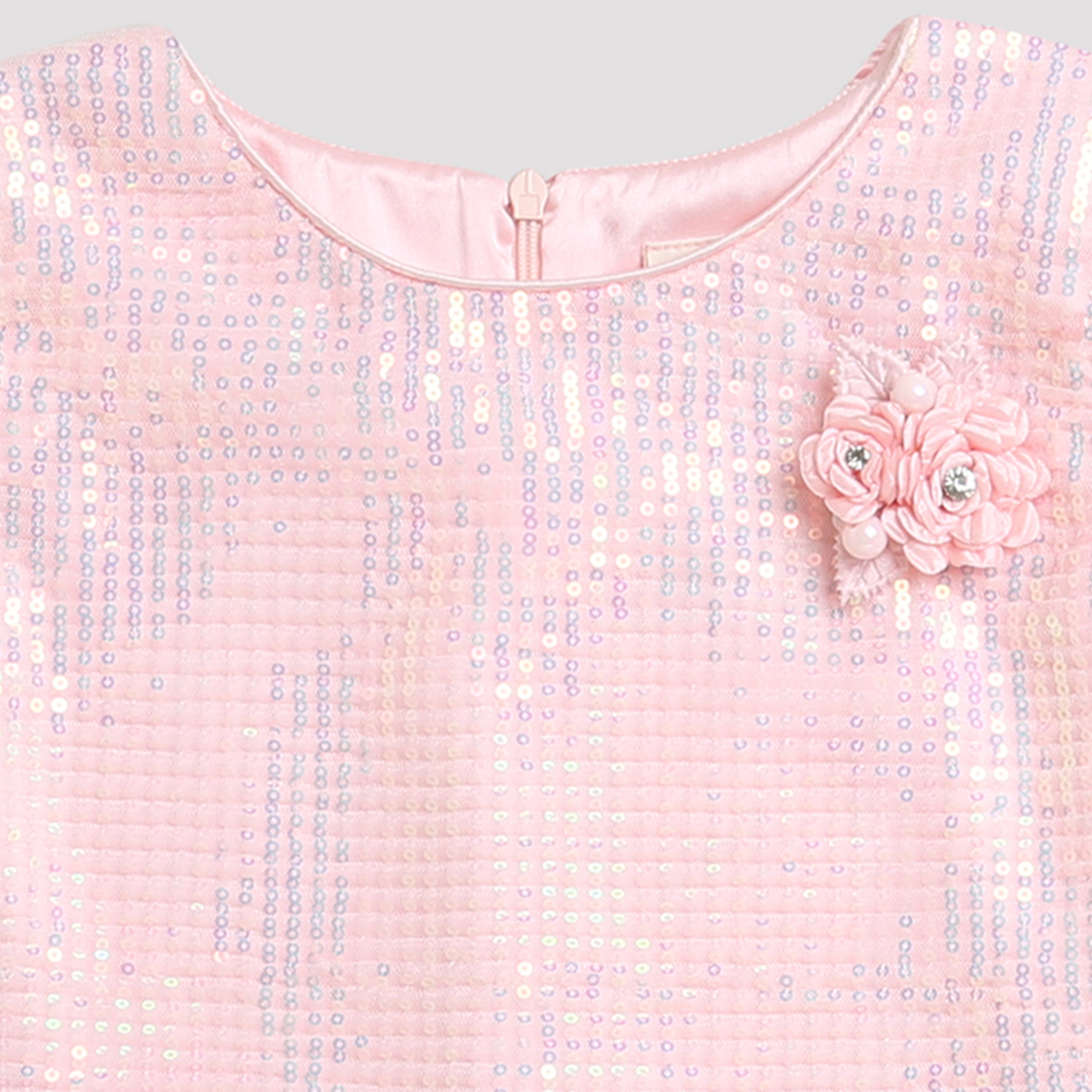 Blush Pink Sequin Embellished Peplum Top TG5067